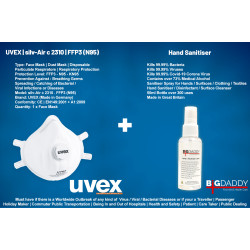 2in1 Protection Kit | Hand Sanitizer + Uvex Mask silv-Air c 2310 N99 > N95 FFP3 | CORONA VIRUS COVID-19 Outbreak | GERMS Filter Dust Face Mask | Particulate Respirator