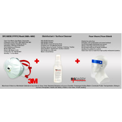 3in1 Protection Kit | Face Visor Protective Screen + Hand Disinfectant Sanitizer + 8835 N99 > N95 FFP3 3M Face Mask | CORONA VIRUS COVID-19 | Particulate Respirator GERMS Filter