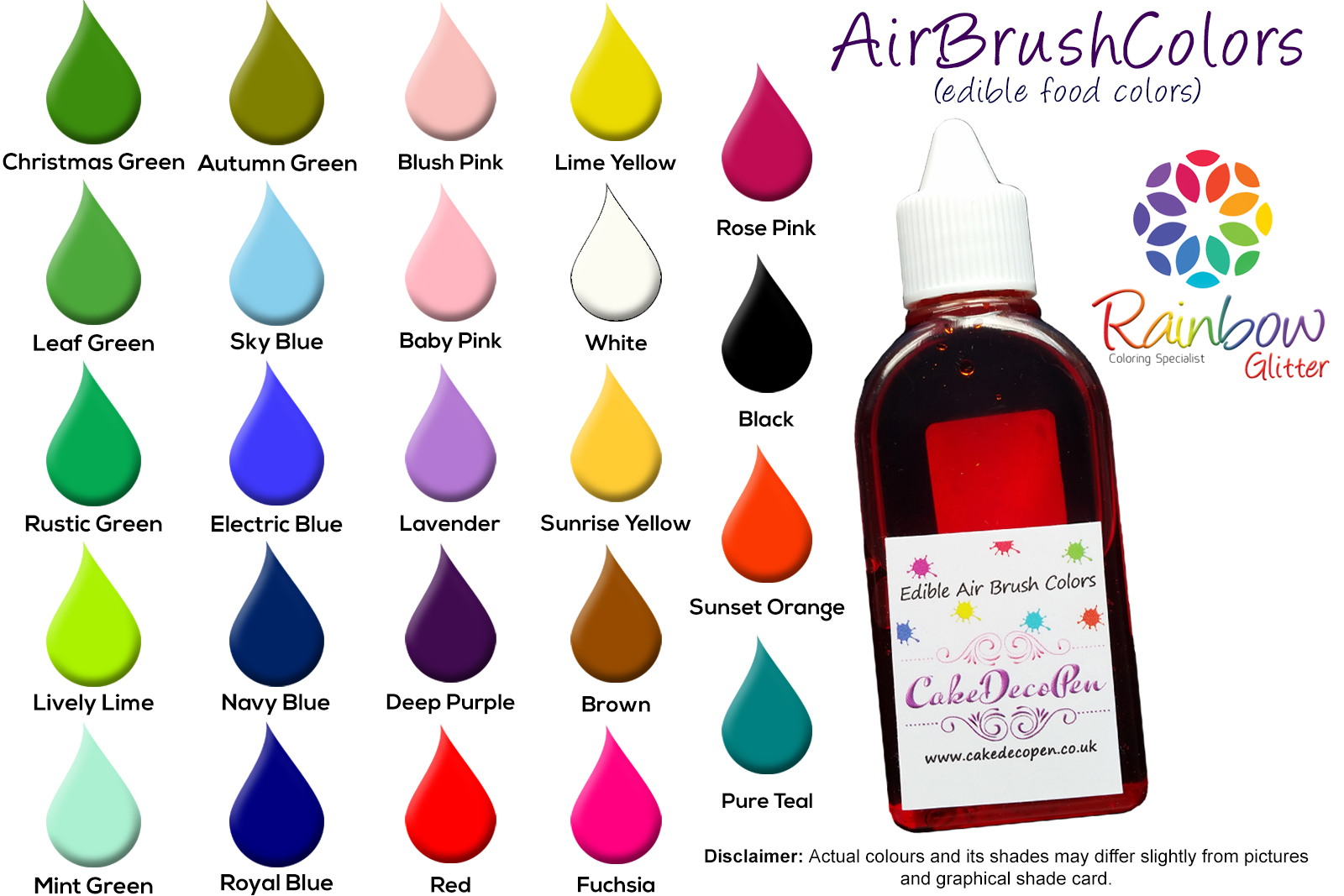 Blush Pink, Matt Edible Colors, Air Brush Cake Decorating