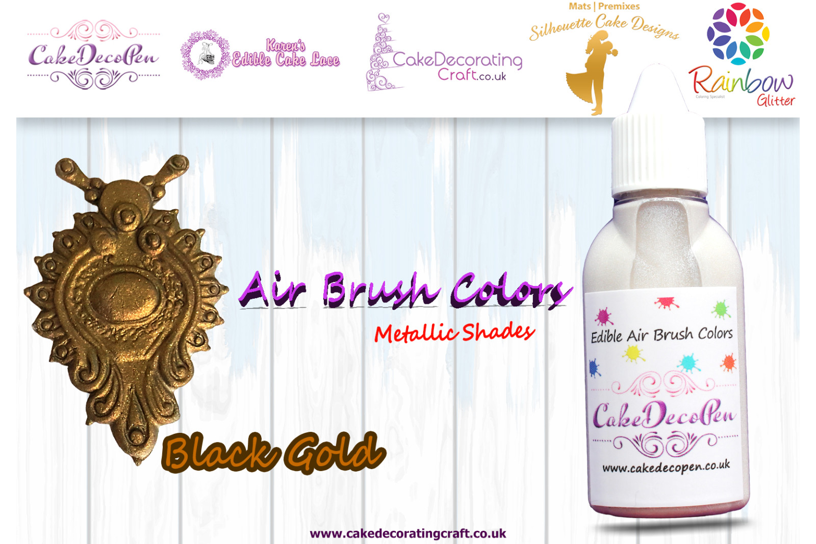 Black Gold | Metallic Luster Shade | Edible | 30 ML | Air Brush Colour | Cake Cupcake Cookies Decorating Craft