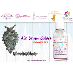 Black Silver | Metallic Edible Colors | Air Brush Cake Decorating |  Ethanol | 30 ML | Christmas Edible Decorating Colours