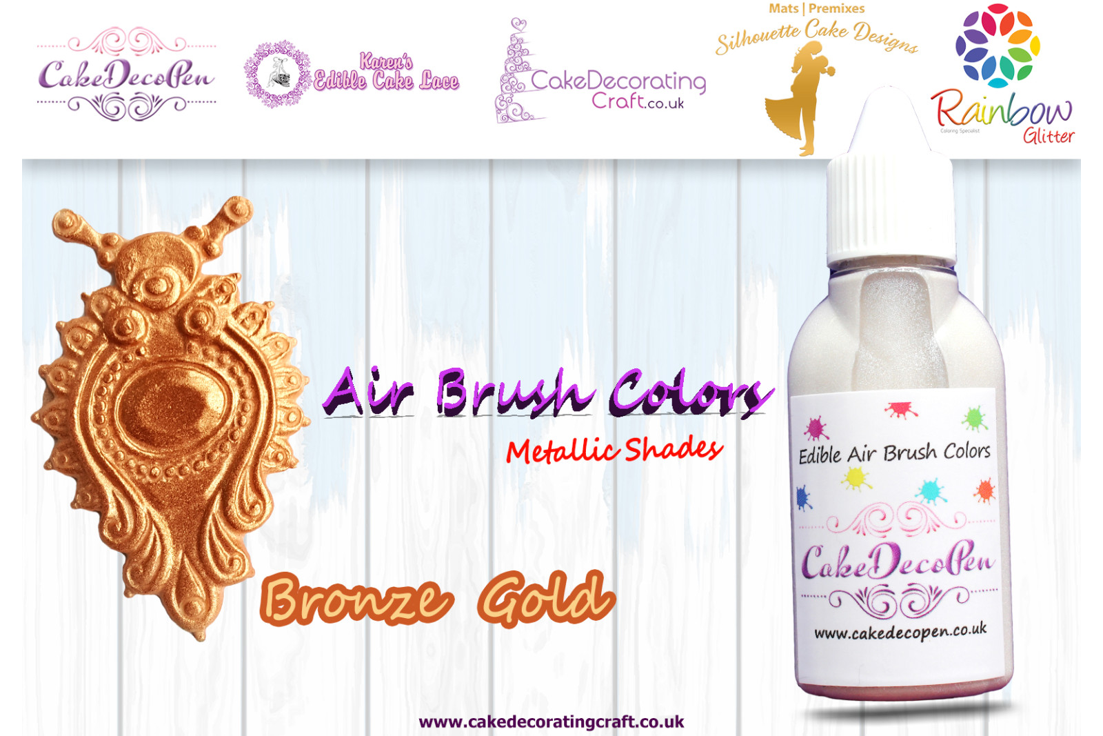 Bronze | Metallic Edible Colors | Air Brush Cake Decorating |  Ethanol | 30 ML | Christmas Edible Decorating Colours