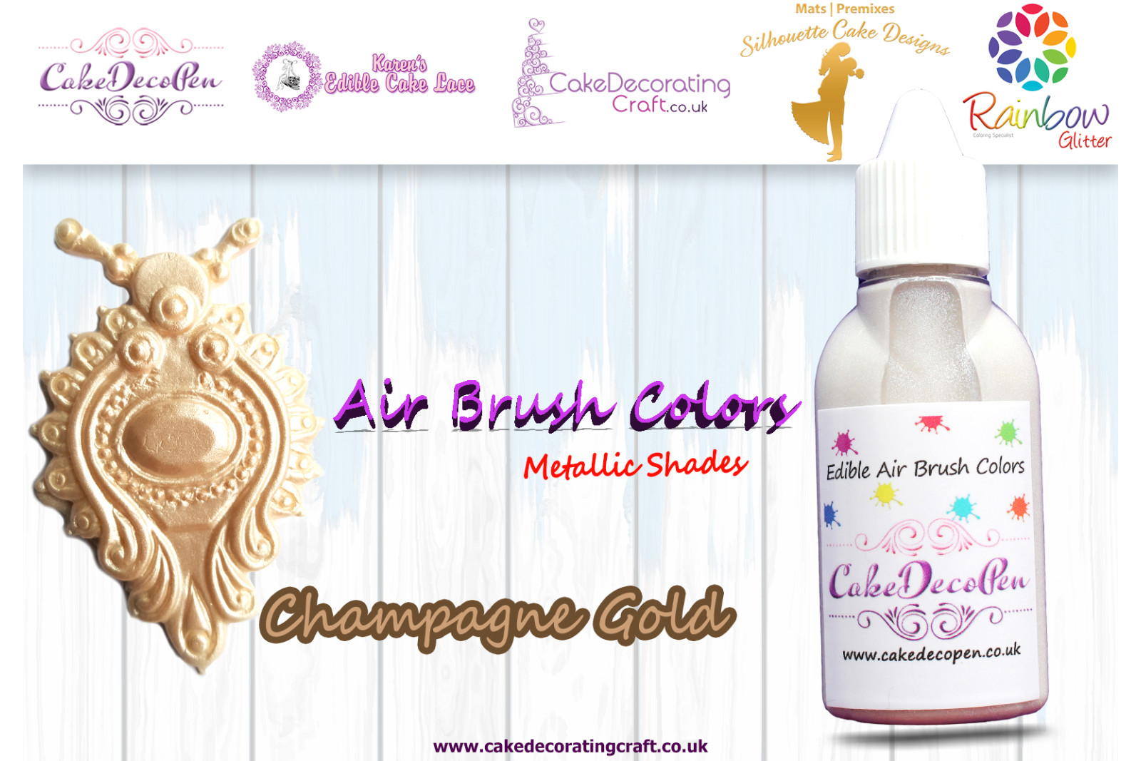 Champagne Gold | Metallic Luster Shade | Edible | 30 ML | Air Brush Colour | Cake Cupcake Cookies Decorating Craft