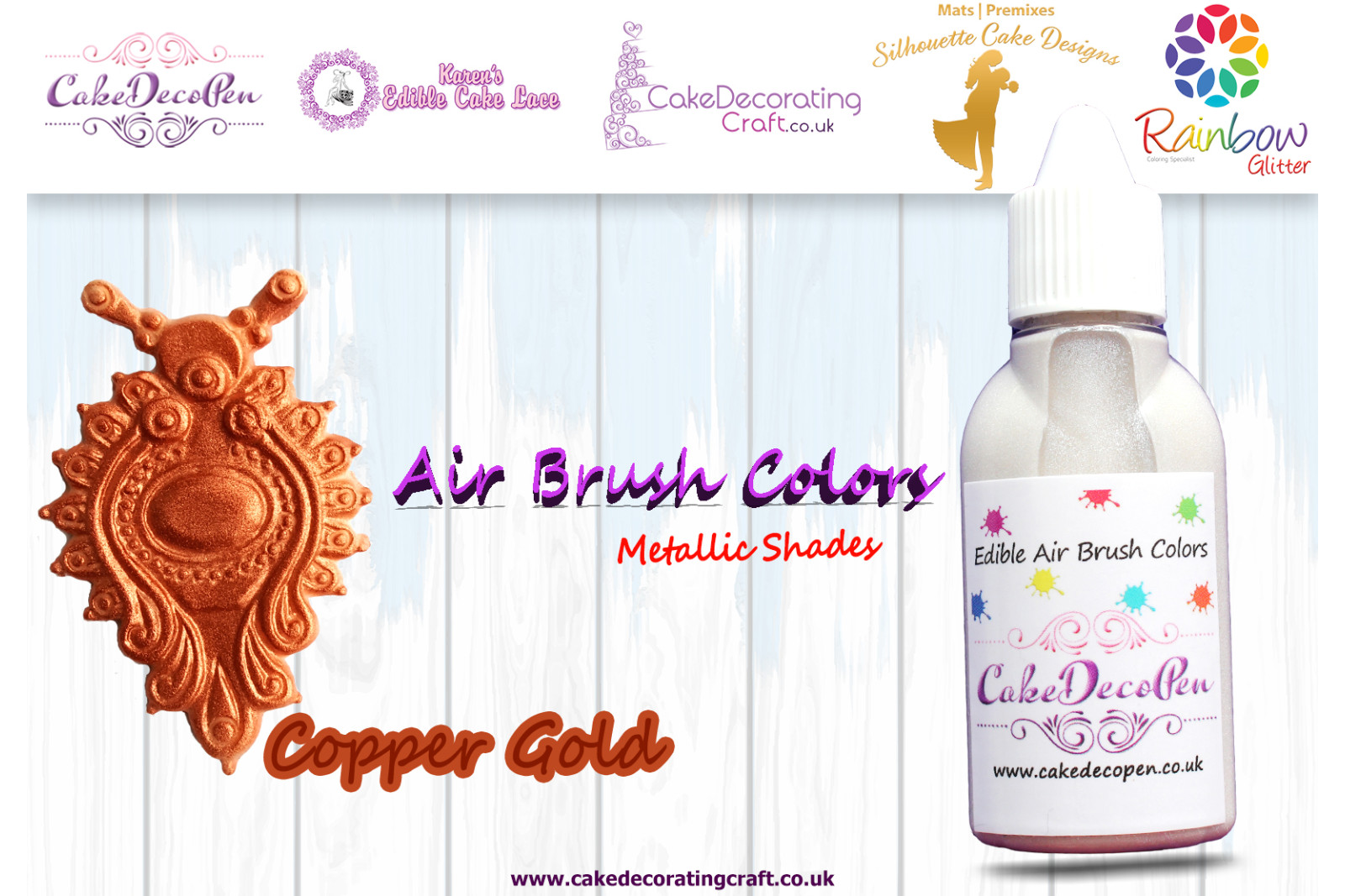Copper | Metallic Edible Colors | Air Brush Cake Decorating |  Ethanol | 30 ML | Christmas Edible Decorating Colours