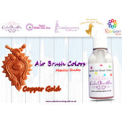 Copper | Metallic Luster Shade | Edible | 30 ML | Air Brush Colour | Cake Cupcake Cookies Decorating Craft