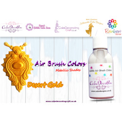 Desert Gold | Metallic Luster Shade | Edible | 30 ML | Air Brush Colour | Cake Cupcake Cookies Decorating Craft