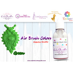 Green | Metallic Edible Colors | Air Brush Cake Decorating |  Ethanol | 30 ML | Christmas Edible Decorating Colours