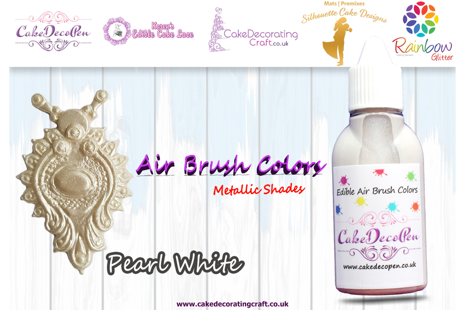 Pearl White | Metallic Luster Shade | Edible | 30 ML | Air Brush Colour | Cake Cupcake Cookies Decorating Craft