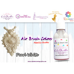 Pearl White | Metallic Luster Shade | Edible | 30 ML | Air Brush Colour | Cake Cupcake Cookies Decorating Craft