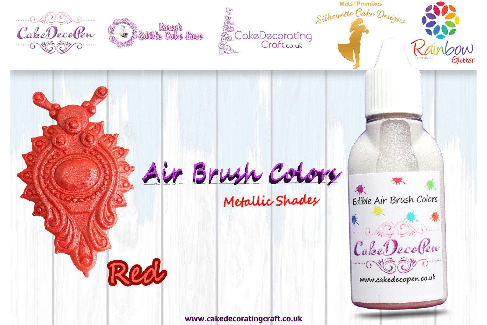 Red | Metallic Edible Colors | Air Brush Cake Decorating |  Ethanol | 30 ML | Christmas Edible Decorating Colours