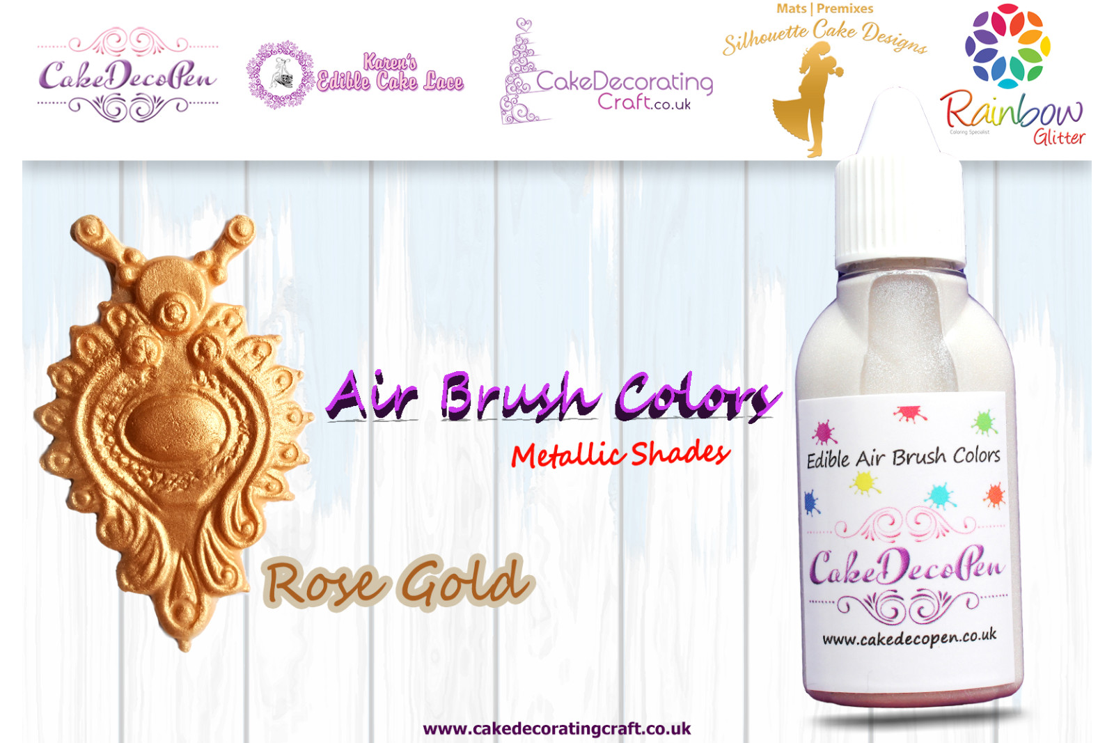 Rose Gold | Metallic Edible Colors | Air Brush Cake Decorating |  Ethanol | 30 ML | Christmas Edible Decorating Colours