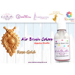 Rose Gold | Metallic Edible Colors | Air Brush Cake Decorating |  Ethanol | 30 ML | Christmas Edible Decorating Colours