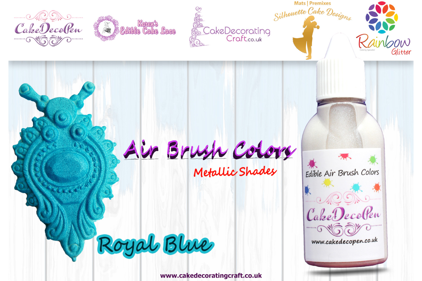 Royal Blue | Metallic Edible Colors | Air Brush Cake Decorating |  Ethanol | 30 ML | Christmas Edible Decorating Colours