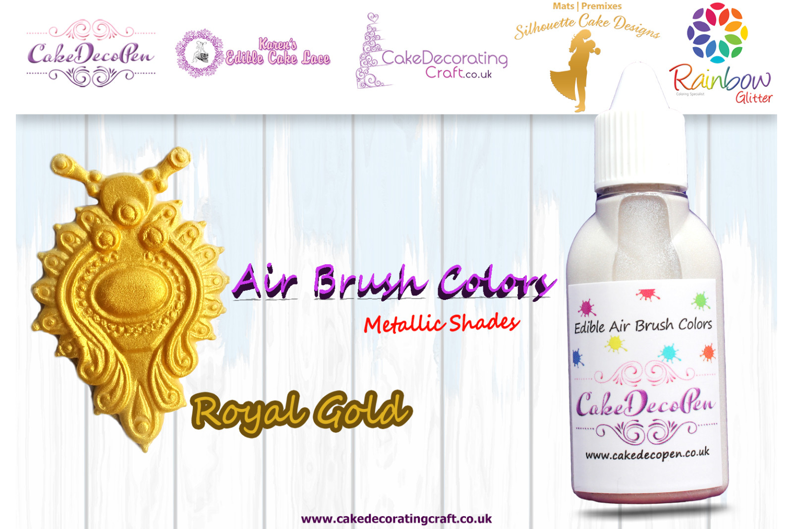 Royal Gold | Metallic Luster Shade | Edible | 30 ML | Air Brush Colour | Cake Cupcake Cookies Decorating Craft
