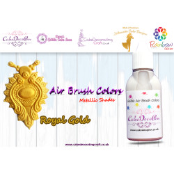 Royal Gold | Metallic Luster Shade | Edible | 30 ML | Air Brush Colour | Cake Cupcake Cookies Decorating Craft