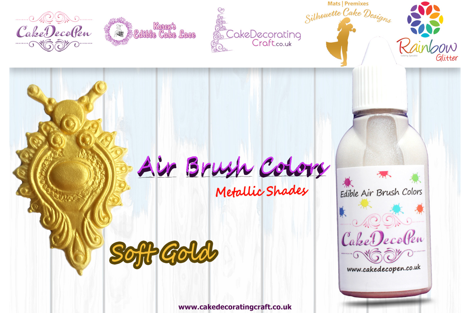 Soft Gold | Metallic Edible Colors | Air Brush Cake Decorating |  Ethanol | 30 ML | Christmas Edible Decorating Colours