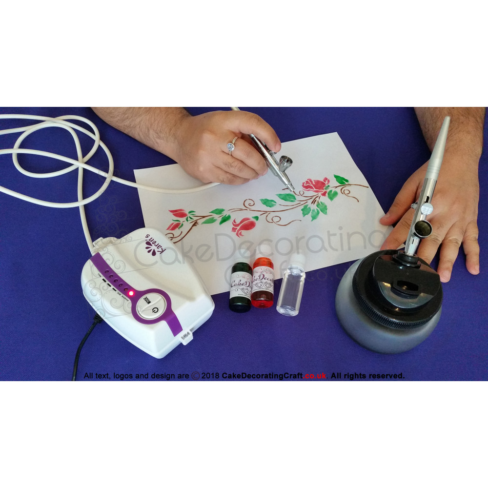 Karen's Air Brush Kit for Cake Makers and Decorators | Large Cup + Air Trap Filter