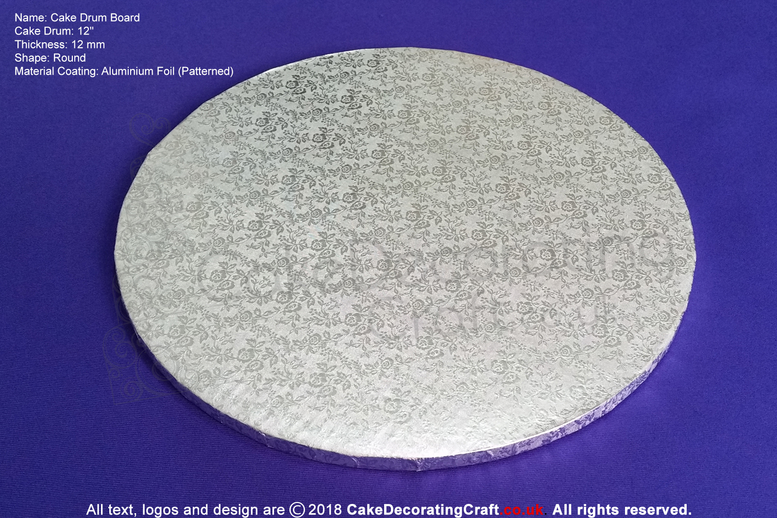 12 Inch | Cake Drum | Round 12 mm | Silver | Strong Base | Premium Quality