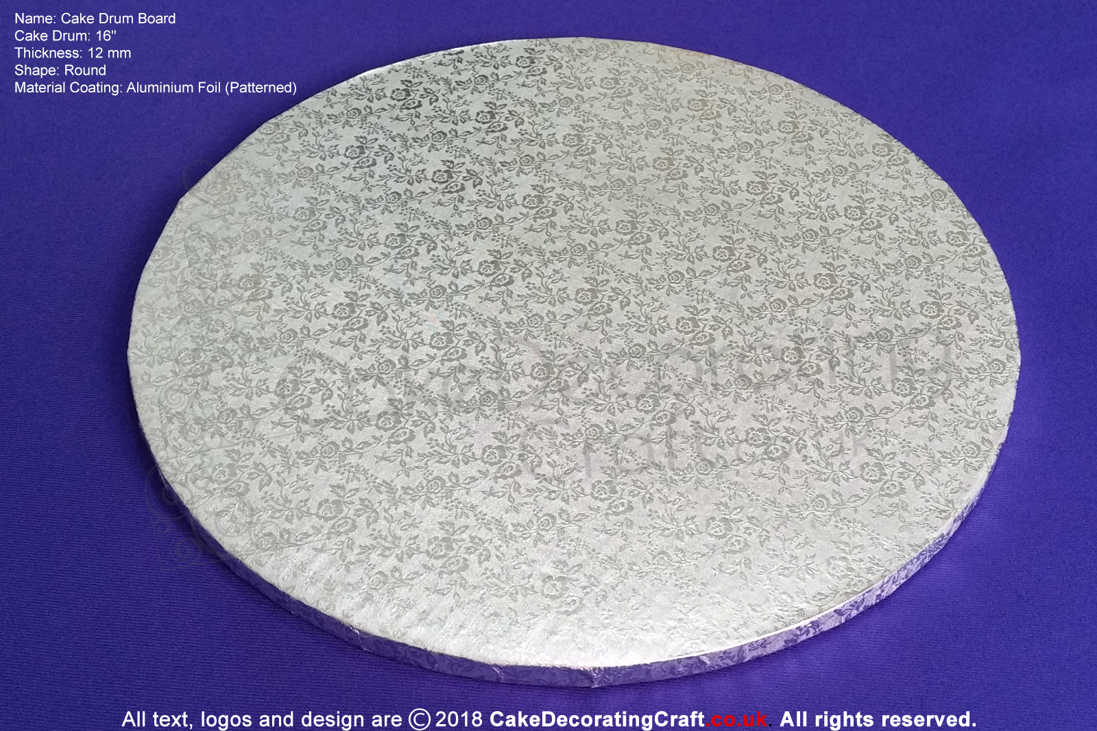 16 Inch | Cake Drum | Round 12 mm | Silver | Strong Base | Premium Quality