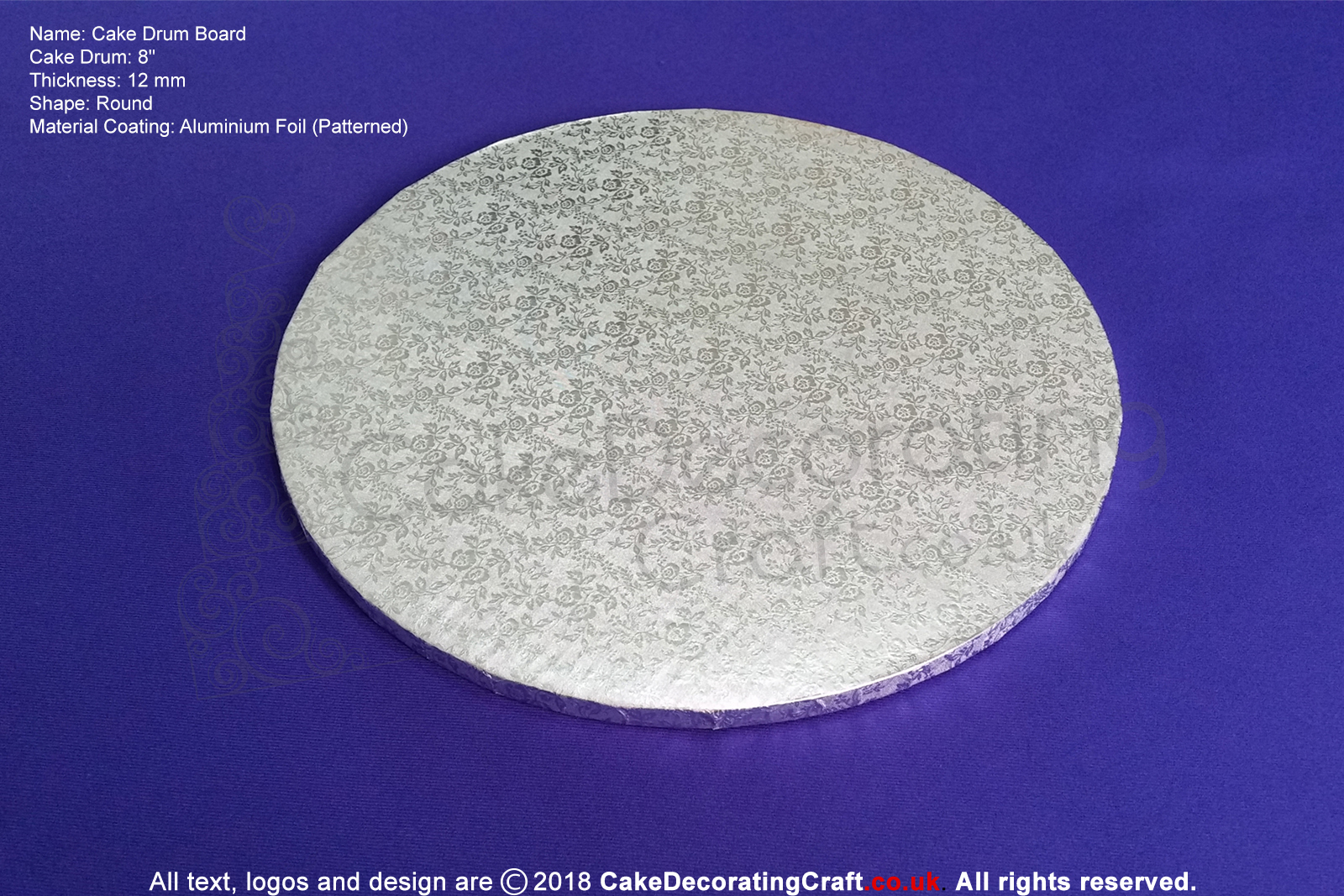 8 Inch | Cake Drum | Round 12 mm | Silver | Strong Base | Premium Quality