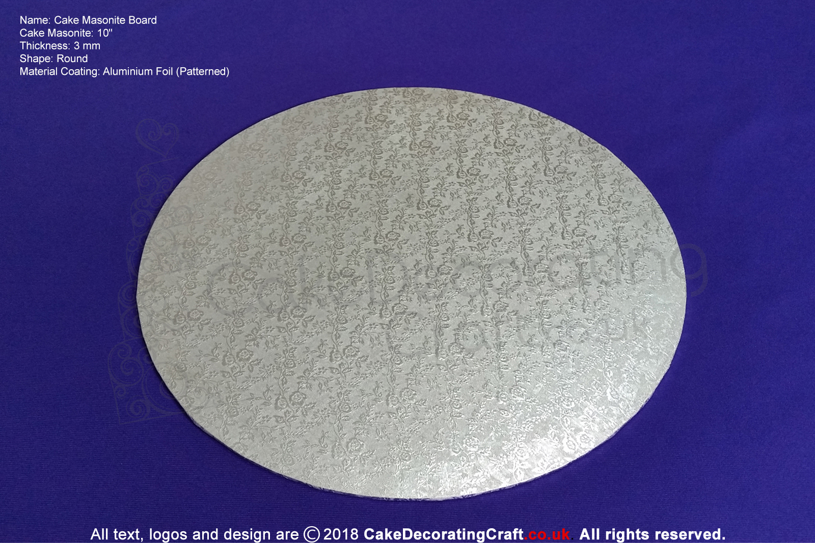 10 Inch | Silver | Round 3 mm| Cake Boards Masonite | Premium Quality