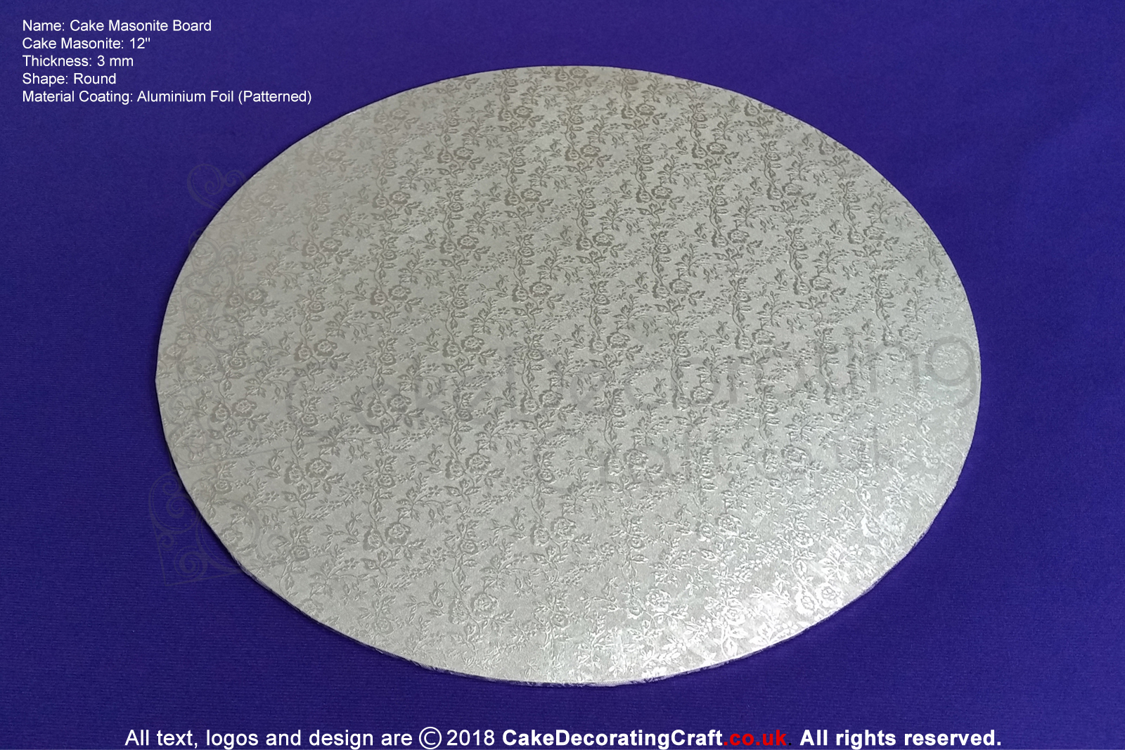 12 Inch | Silver | Round 3 mm | Cake Boards Masonite | Premium Quality