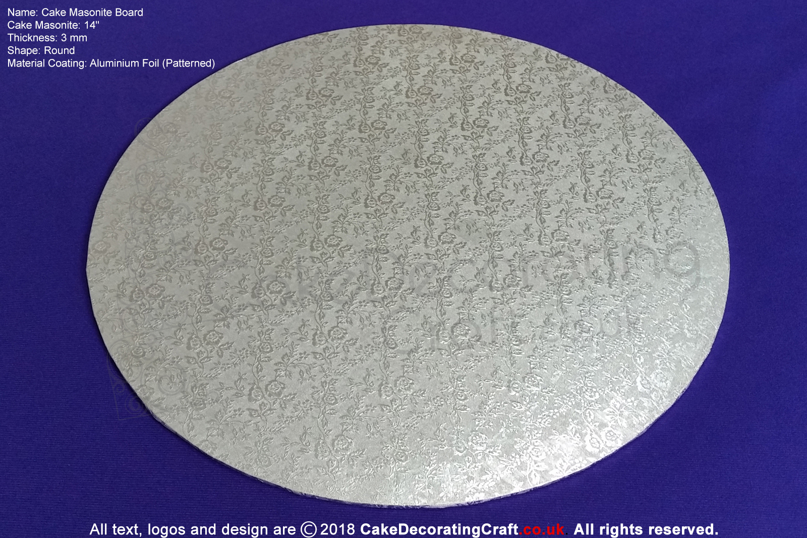14 Inch Silver | Round 3 mm | Cake Boards Masonite | Premium Quality