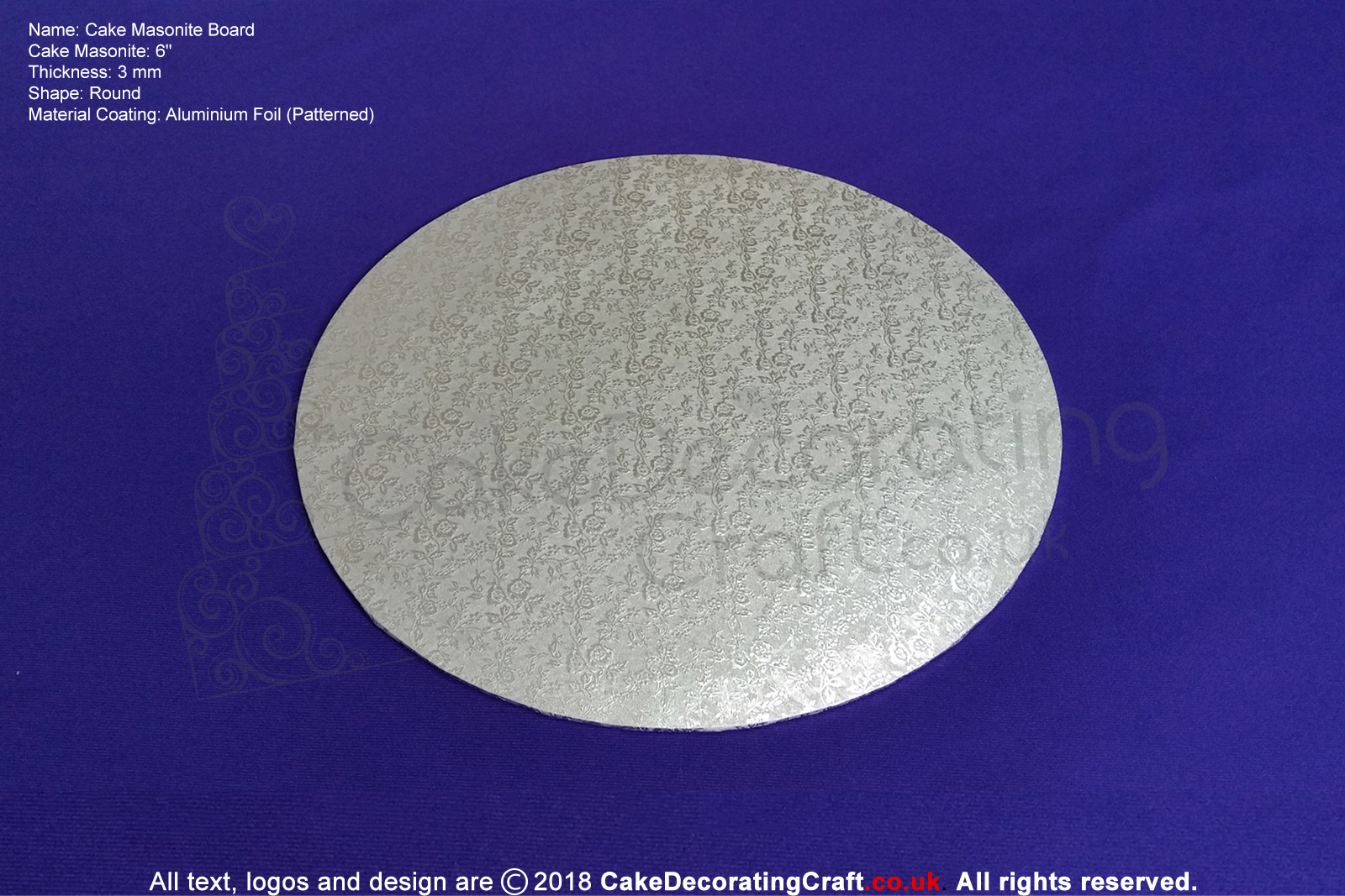6 Inch | Silver | Round 3 mm | Cake Boards Masonite  | Premium Quality