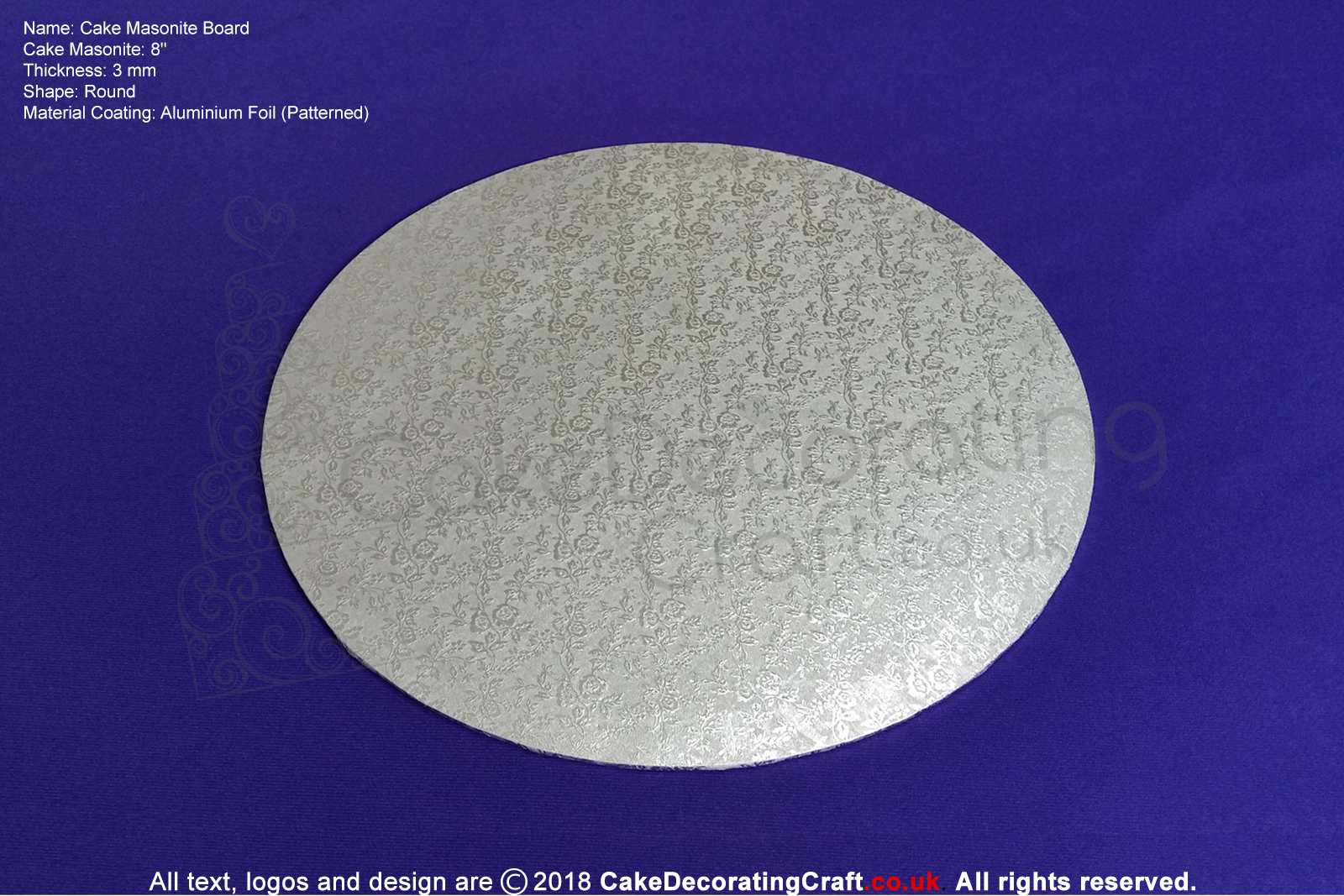 8 Inch | Silver | Round 3 mm | Cake Boards Masonite | Premium Quality