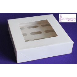 Cupcake Boxes | 12 Cavity | White | Strong | Window Lid | Premium Quality | Cupcakes Decorating Craft | Great Christmas Bake Off