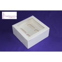 Cupcake Boxes | 4 Cavity | White | Strong | Window Lid | Premium Quality | Cupcakes Decorating Craft | Great Christmas Bake Off