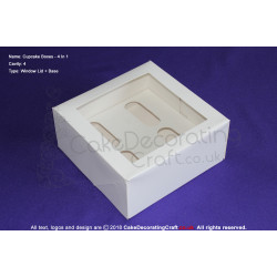 Cupcake Boxes | 4 Cupcakes Cavity | White | Strong | Window Lid | Premium Quality | Cakes and Cupcakes Decorating Craft