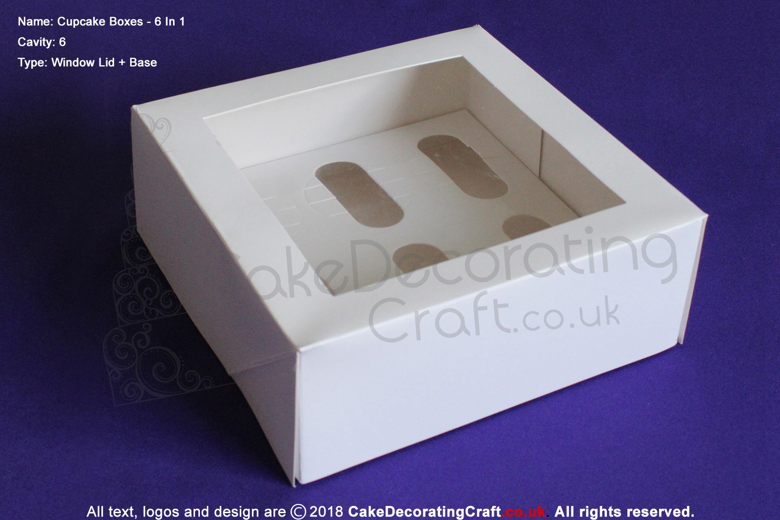 Cupcake Boxes | 6 Cupcakes Cavity | White | Strong | Window Lid | Premium Quality | Cakes and Cupcakes Decorating Craft