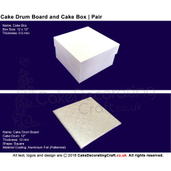 Cake Sqaure Drum Board + Box Pair | 12 Inch | Strong | Premium Quality