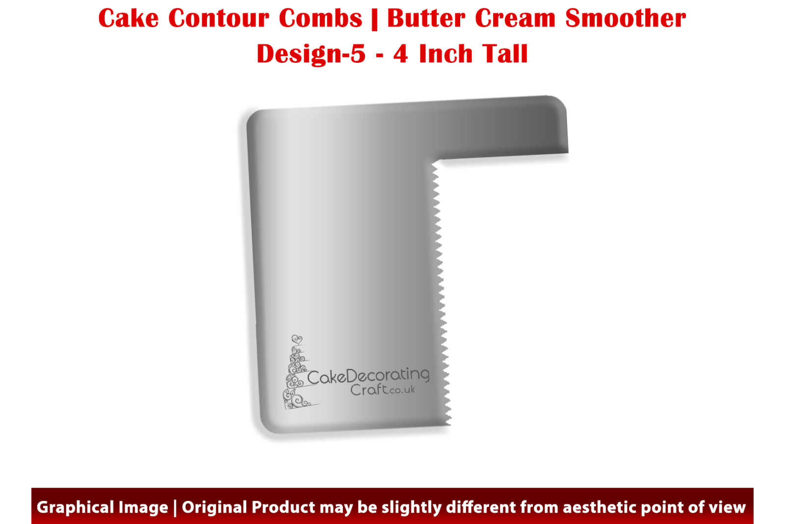 Zig Zag | Design 5 | 4 Inch | Cake Decorating Craft | Cake Contour Combs | Smoothing | Metal Spreader | Butter Cream Smoothing | Genius Tool