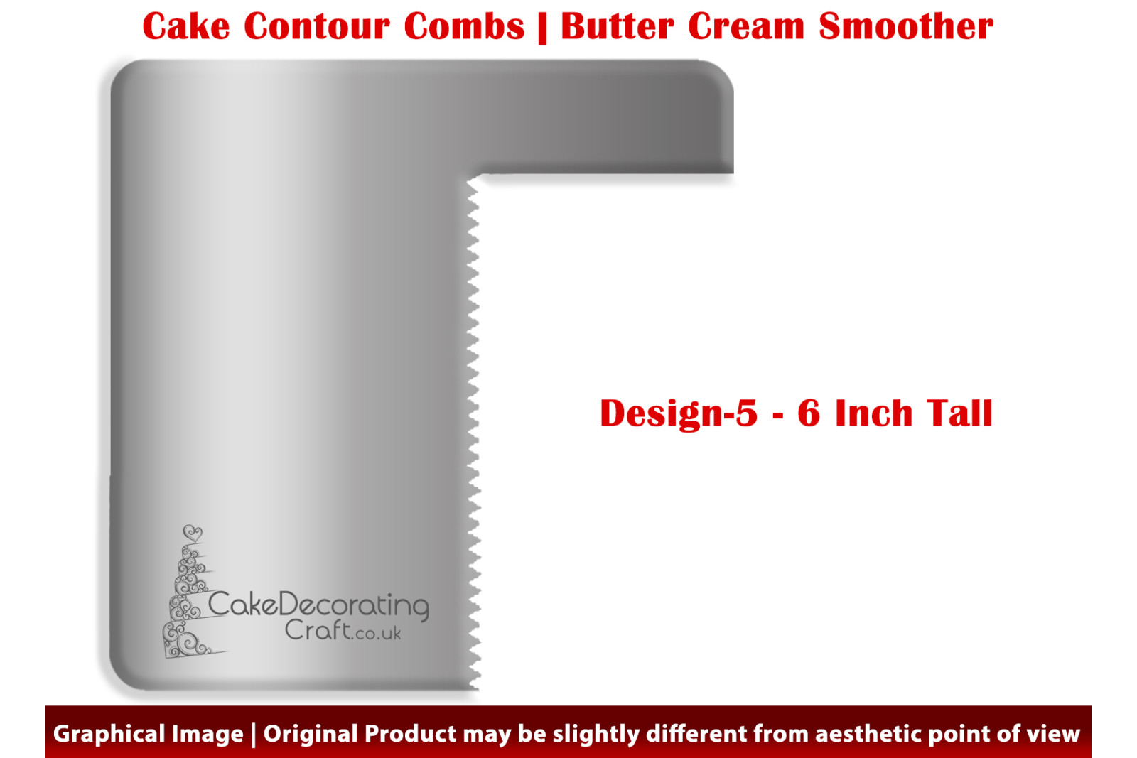 Zig Zag | Design 5 | 6 Inch | Cake Decorating Craft | Cake Contour Combs | Smoothing | Metal Spreader | Butter Cream Smoothing | Genius Tool