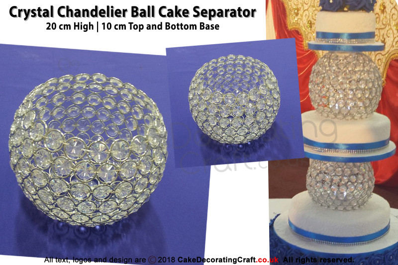 Chandelier Crystal Round Ball | Cake Separator | Real Crystals | Stackable Cakes | 20 CM