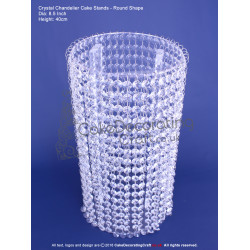 Chandelier Crystal Cake Stands | Wedding Cake Display | 8.5" Round Plate 40 cm Height | Single Stand | Real Glass Diamond Crystals