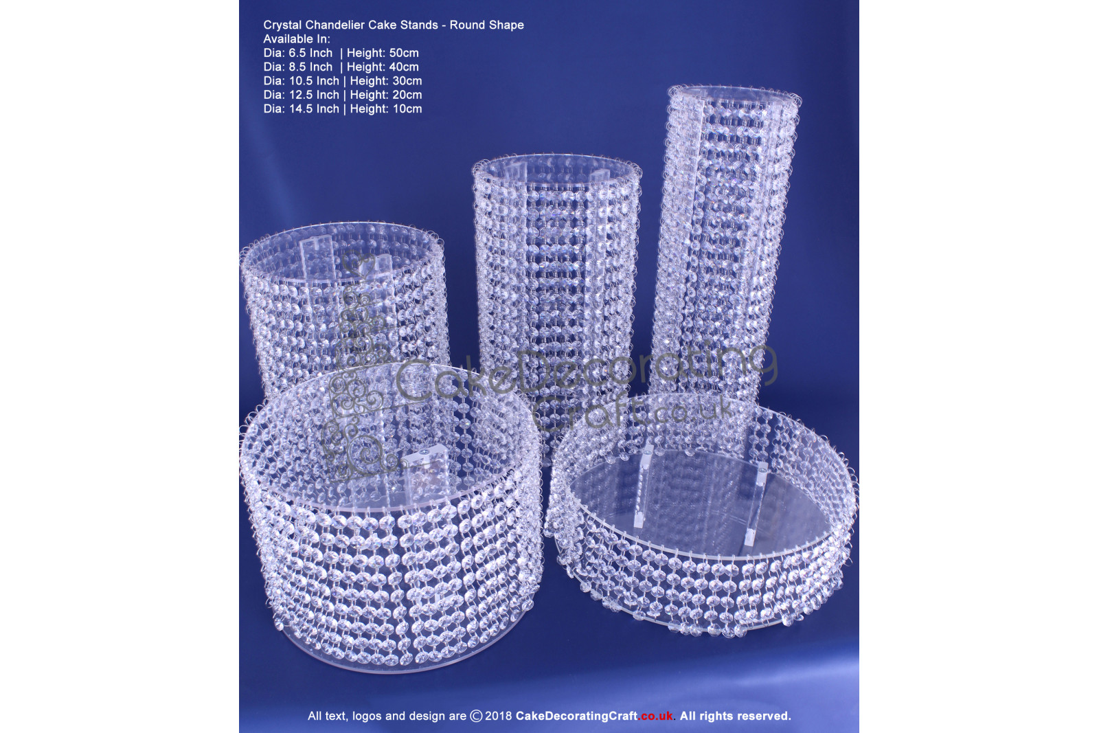 Chandelier Crystal Cake Stand | Round Set | 6 8 10 12 14 Inch | Cake and Cupcake Decorating Craft Display