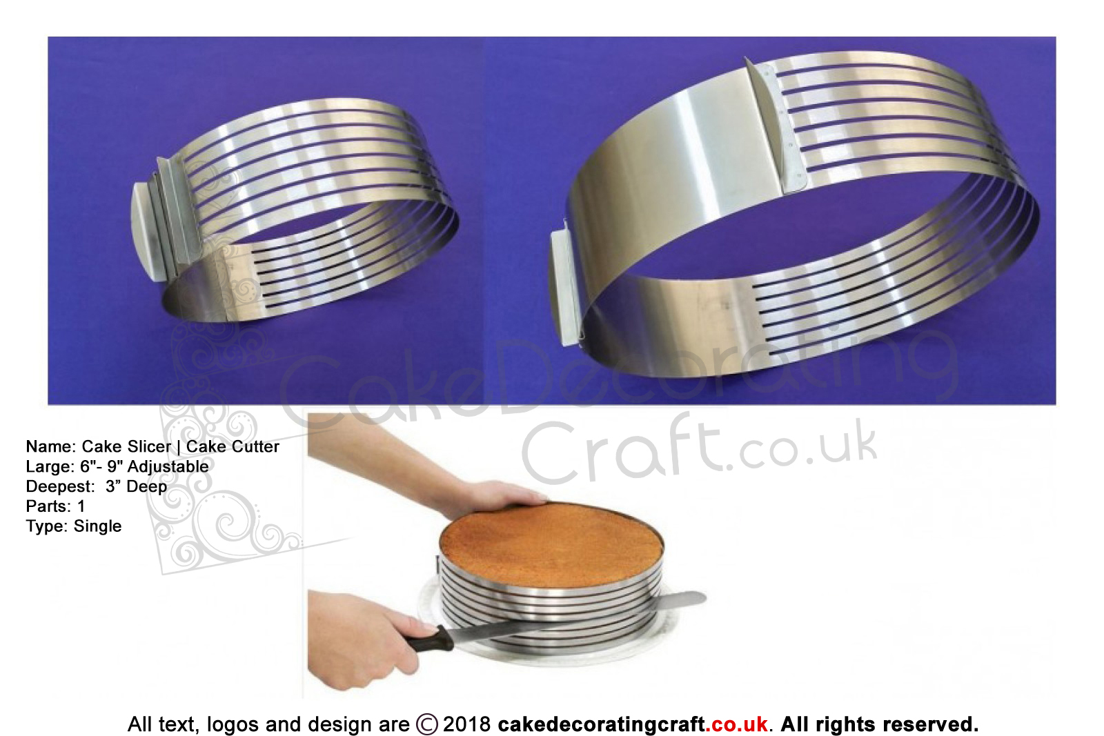 Adjustable Round Stainless Steel Ring Cake Cutter Leveller Slicer | 6”- 9” | 3” Deep | Multi-Layering
