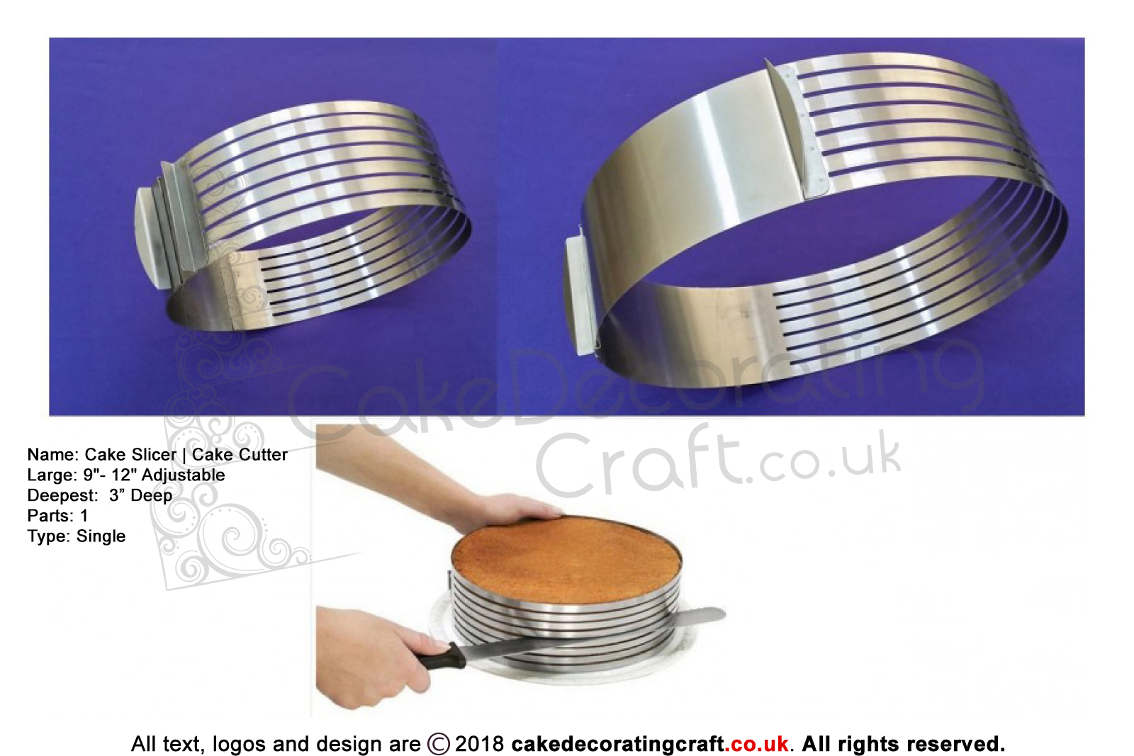 Adjustable Round Stainless Steel Ring Cake Cutter Leveller Slicer | 9”- 12” | 3” Deep | Multi-Layering