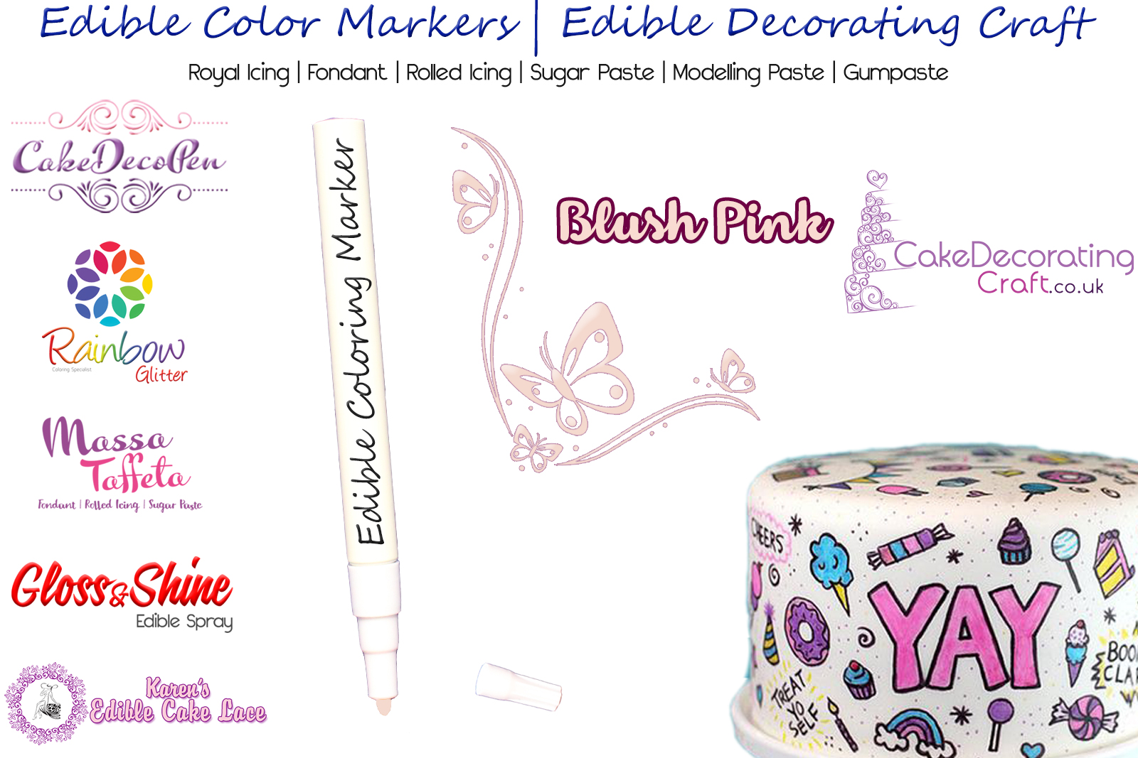 Cake Decorating Craft | Icing Pen | Icing Colouring Marker | Edible Painting Ink | Blush Pink