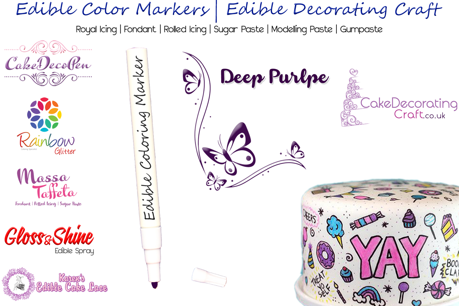 Cake Decorating Craft | Icing Pen | Icing Colouring Marker | Edible Painting Ink | Deep Purple