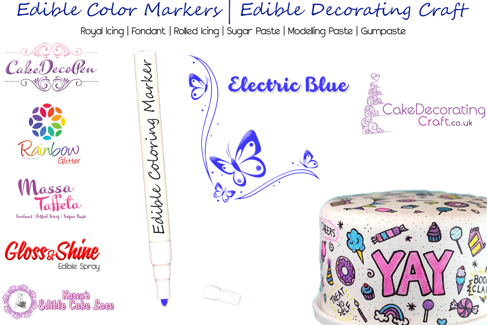 Cake Decorating Craft | Icing Pen | Icing Colouring Marker | Edible Painting Ink | Electric Blue