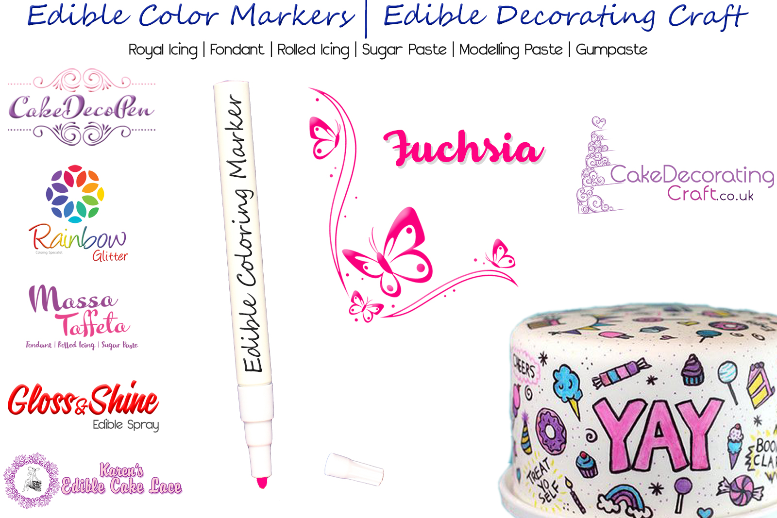Cake Decorating Craft | Icing Pen | Icing Colouring Marker | Edible Painting Ink | Fuchsia