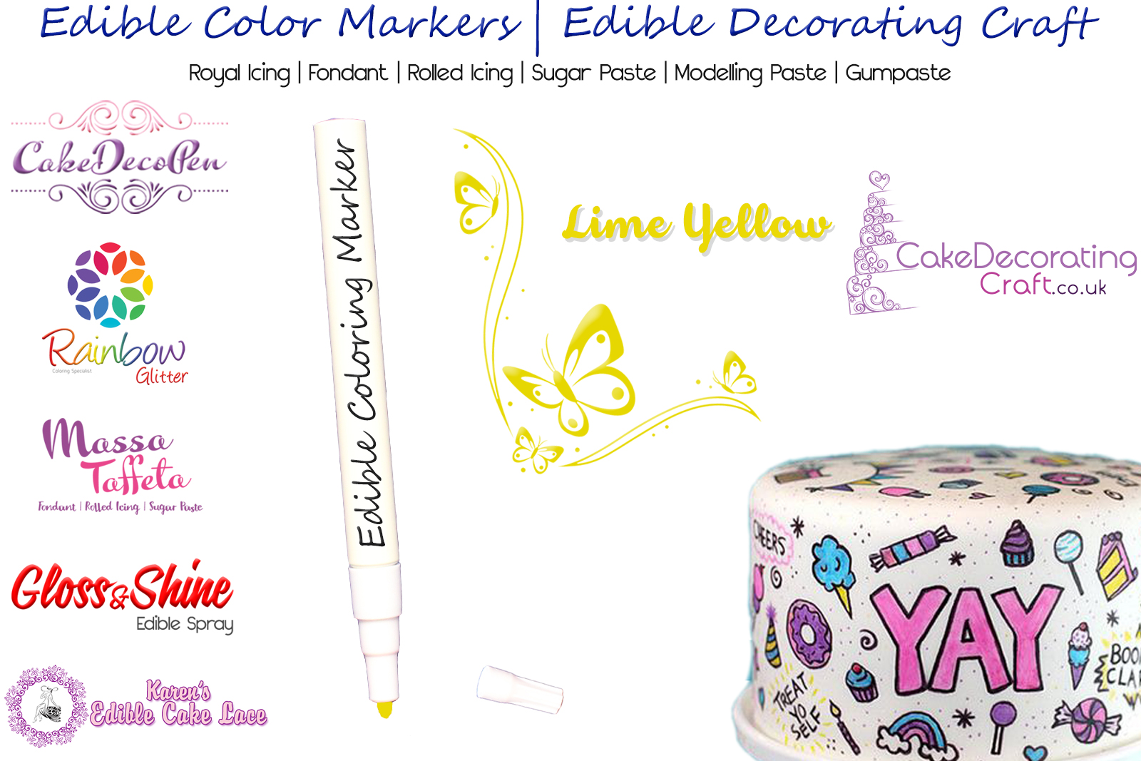 Cake Decorating Craft | Icing Pen | Icing Colouring Marker | Edible Painting Ink | Lime Yellow