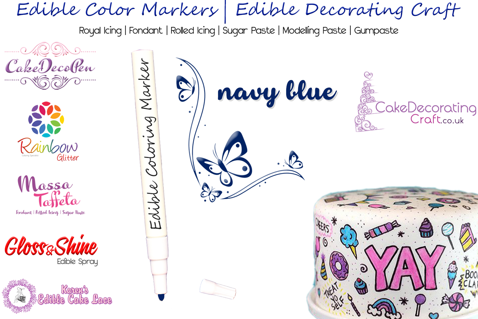 Cake Decorating Craft | Icing Pen | Icing Colouring Marker | Edible Painting Ink | Navy Blue