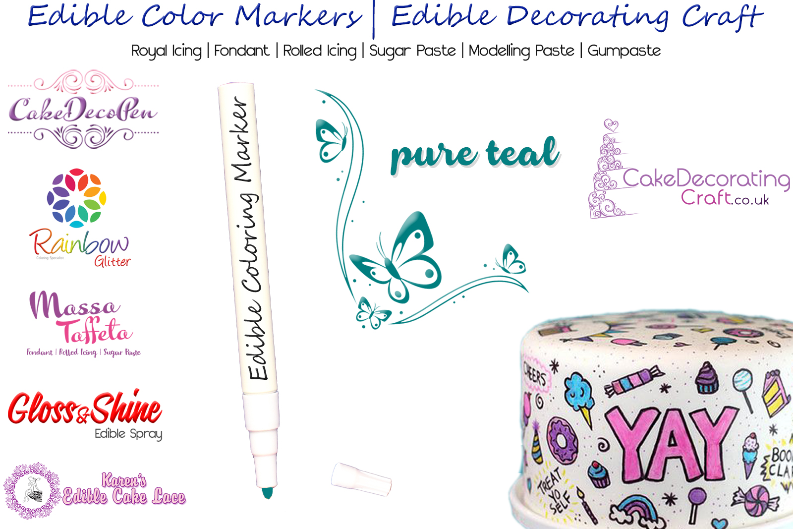 Cake Decorating Craft | Icing Pen | Icing Colouring Marker | Edible Painting Ink | Pure Teal