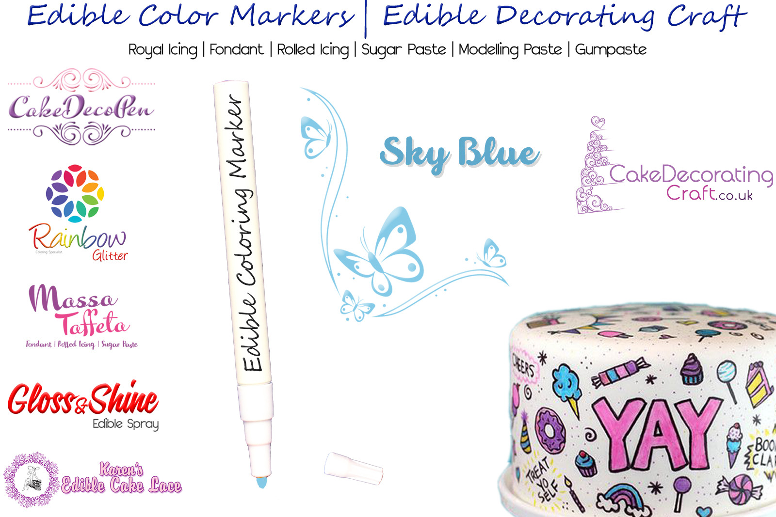 Cake Decorating Craft | Icing Pen | Icing Colouring Marker | Edible Painting Ink | Sky Blue