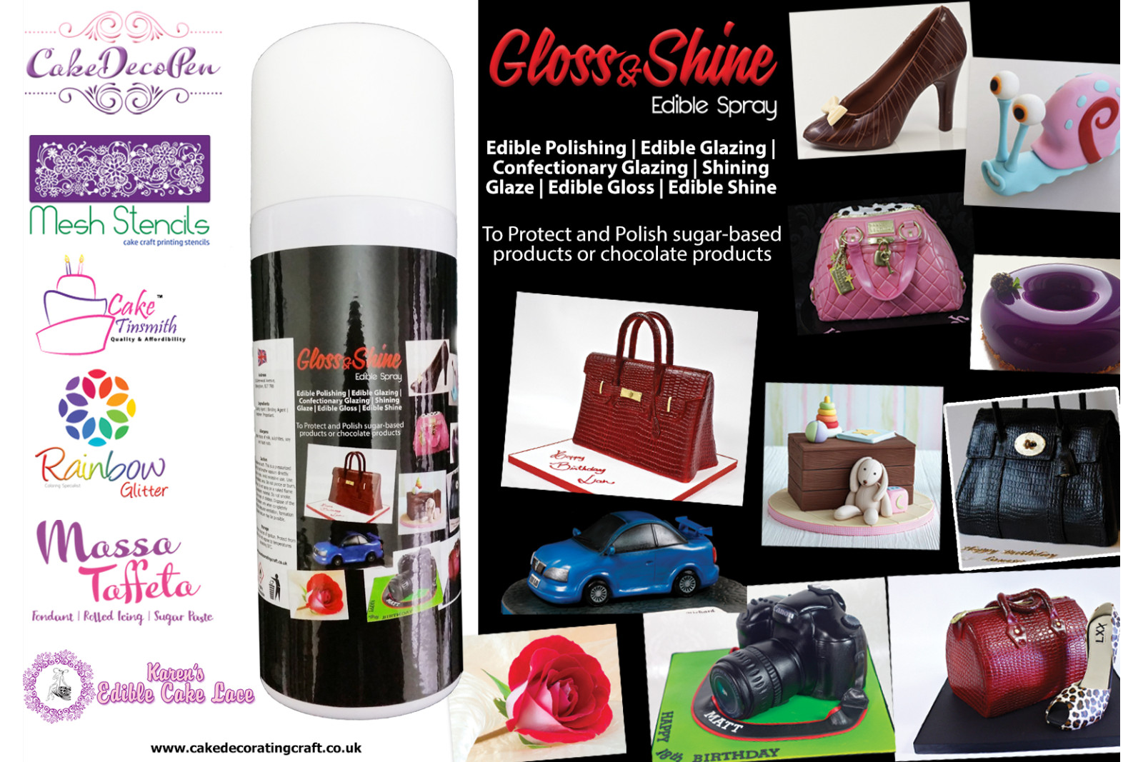 Gloss and Shine Edible Spray | Edible Hard Polish Layer Spray | Confectionery Glaze 